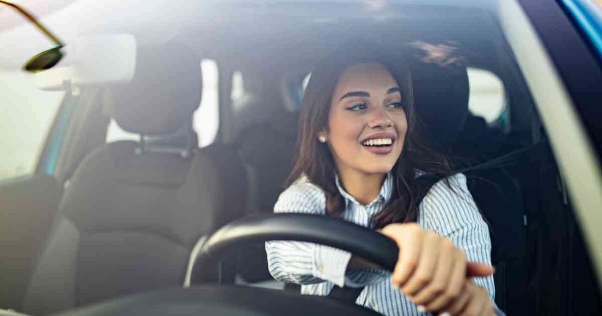 woman driving alone for the first time